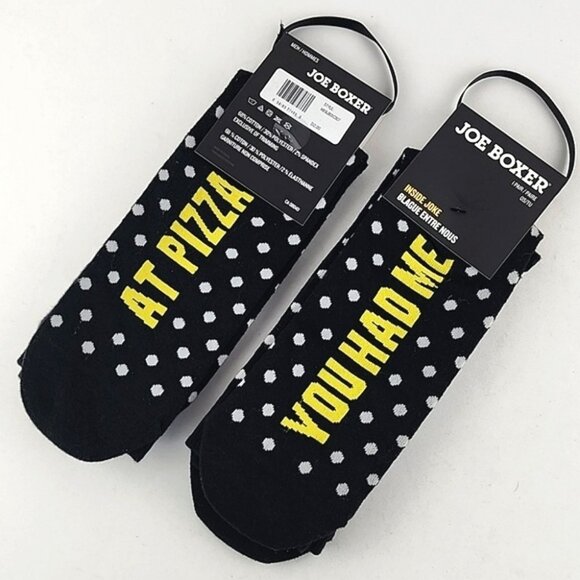 ⭐️3/ $30⭐️ JOE BOXER 2 Pairs Men's Novelty Socks Yelow "You Had Me At Pizza" O/S - Picture 2 of 5